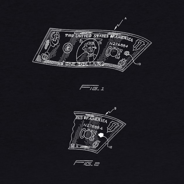 Dollar Bill Money Counterfeit Detecting Method Vintage Patent Drawing by TheYoungDesigns